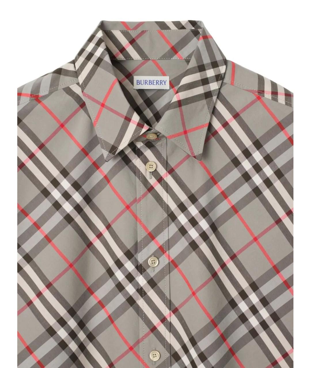 BURBERRY Серая хлопковая кэжуал рубашка, фото 3
