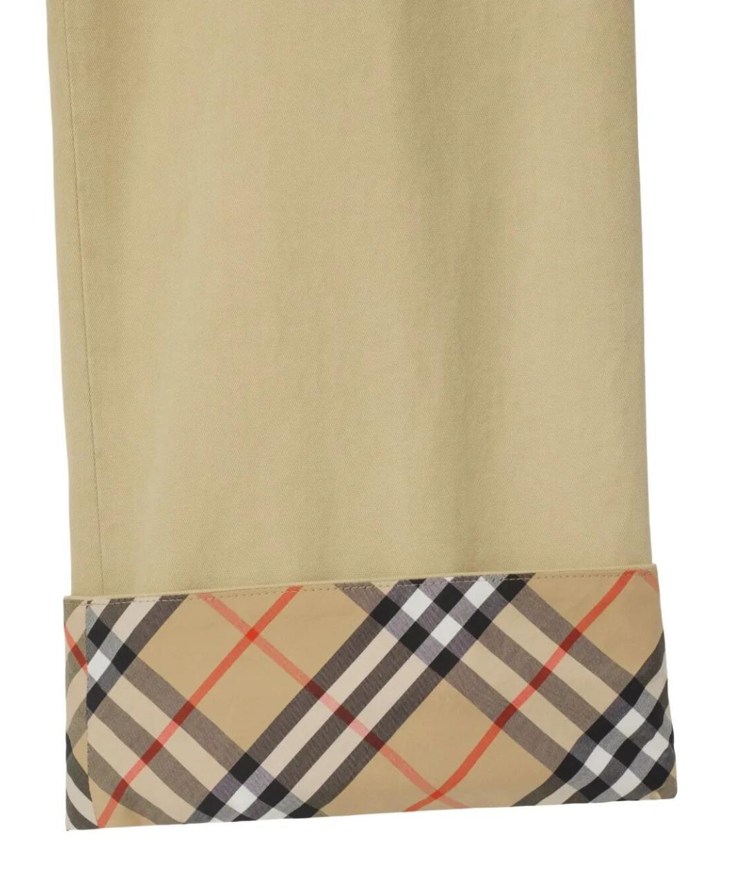 BURBERRY Бежевые хлопковые повседневные брюки, фото 2