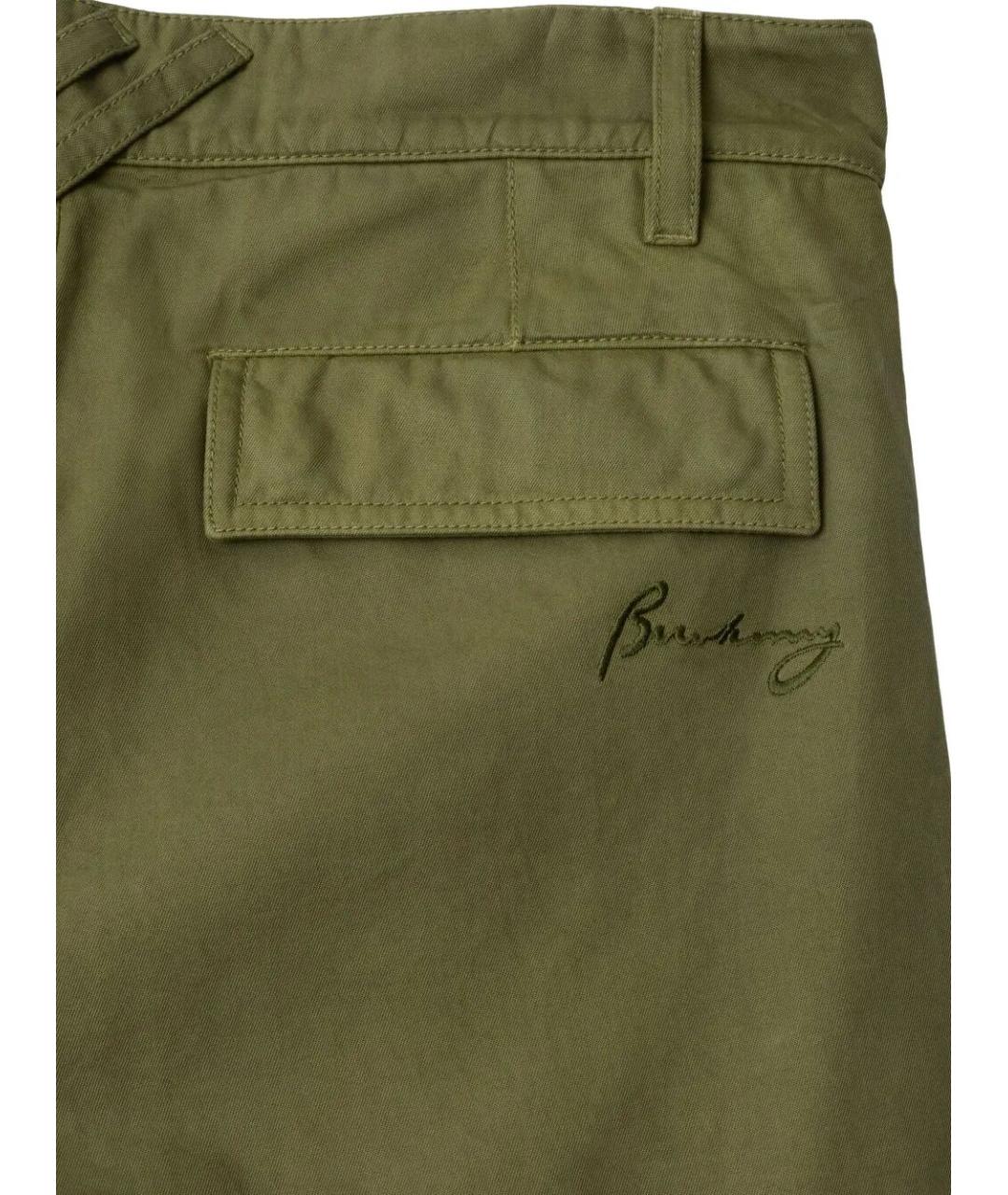 BURBERRY Зеленые хлопковые повседневные брюки, фото 5