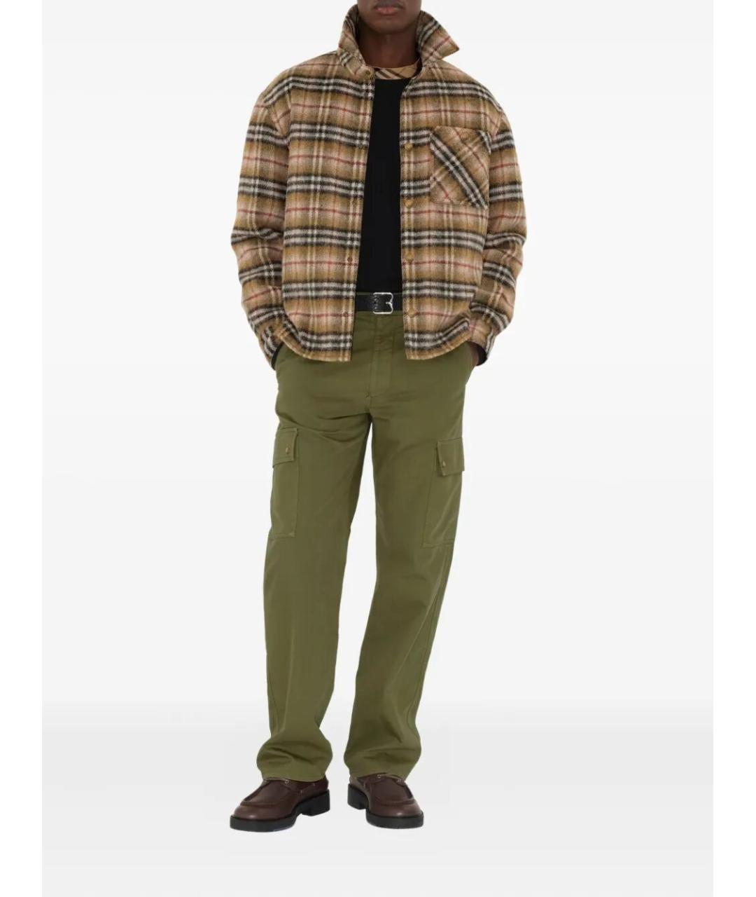 BURBERRY Зеленые хлопковые повседневные брюки, фото 2