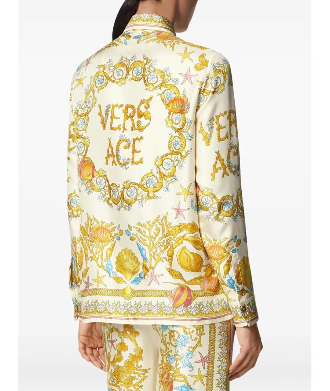 VERSACE Желтая шелковая рубашка, фото 4