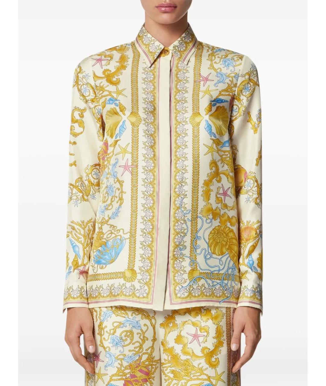 VERSACE Желтая шелковая рубашка, фото 5