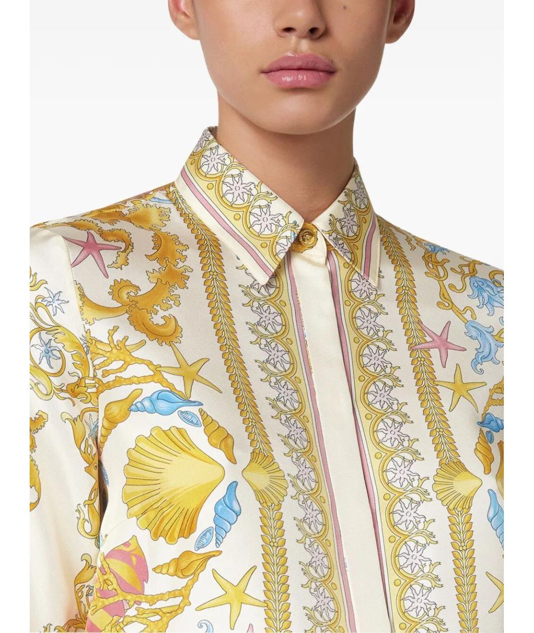 VERSACE Желтая шелковая рубашка, фото 3