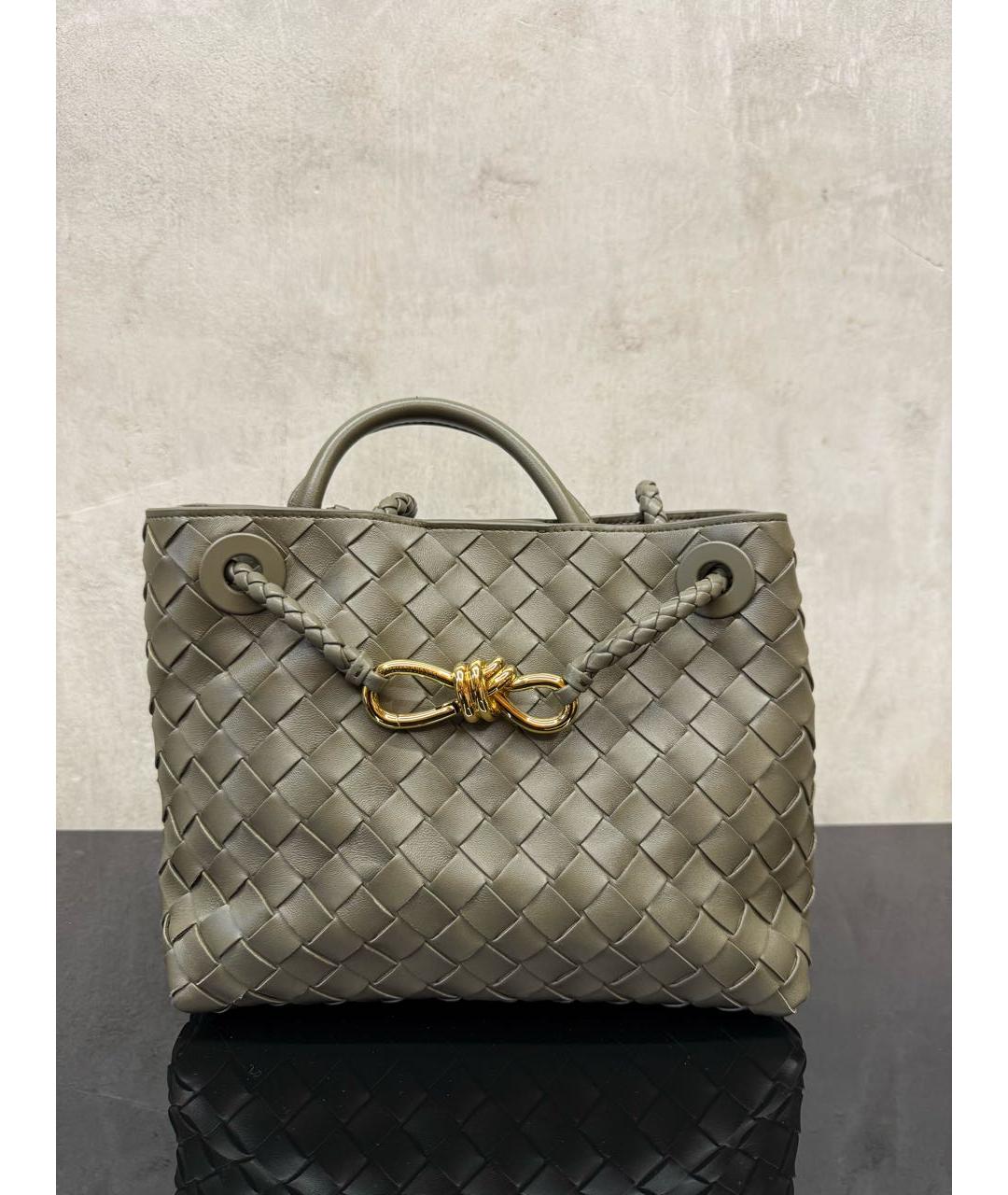 BOTTEGA VENETA Хаки кожаная сумка через плечо, фото 6