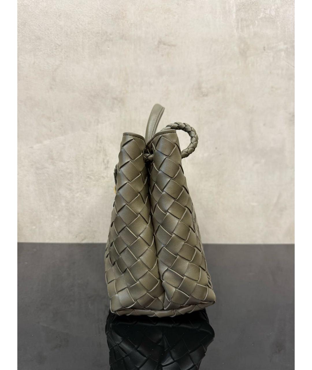 BOTTEGA VENETA Хаки кожаная сумка через плечо, фото 4