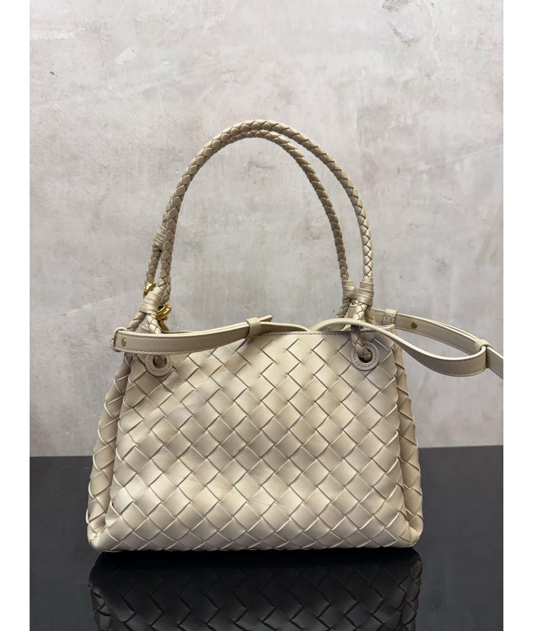 BOTTEGA VENETA Бежевая кожаная сумка через плечо, фото 3