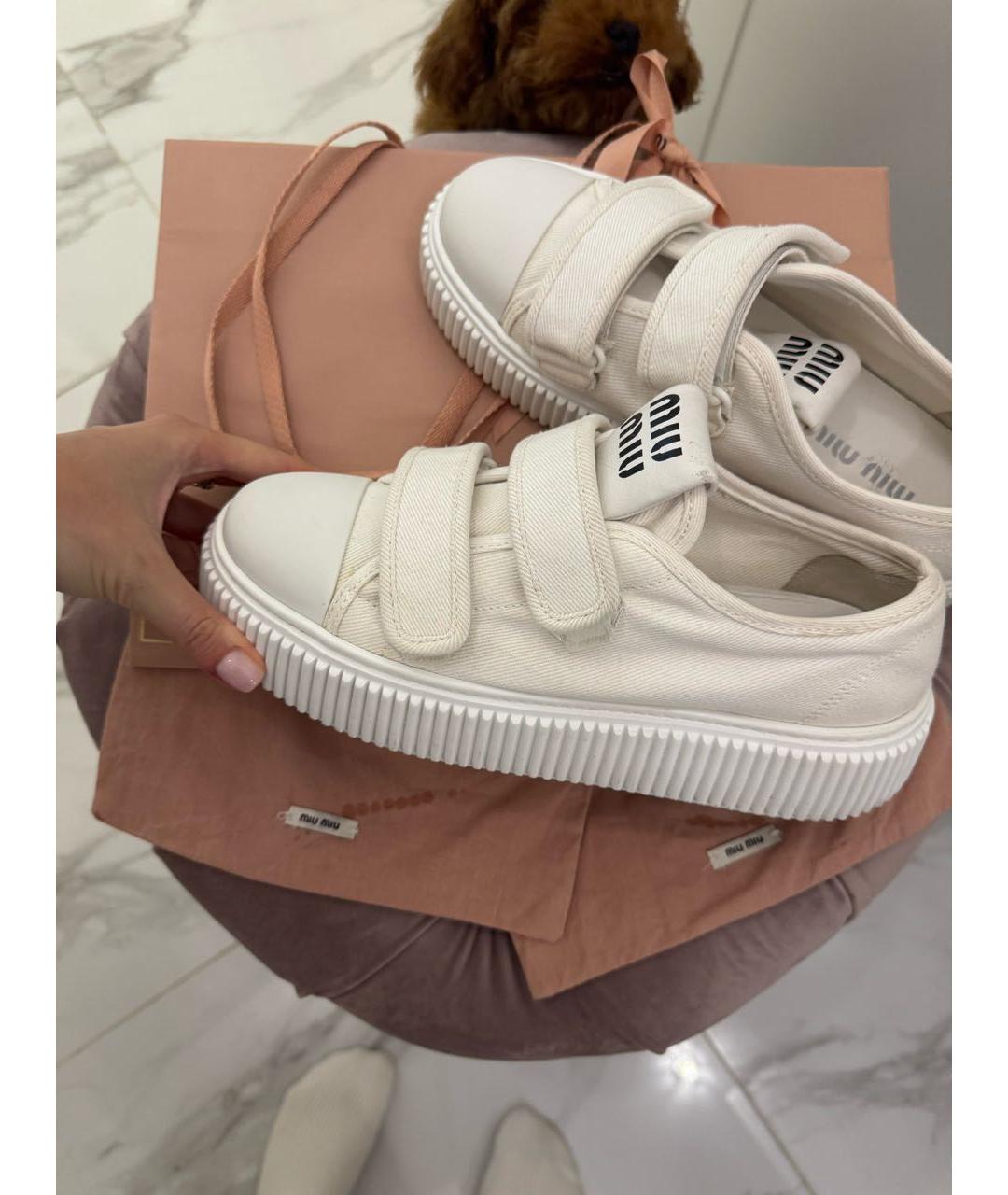 MIU MIU Белые текстильные кеды, фото 5