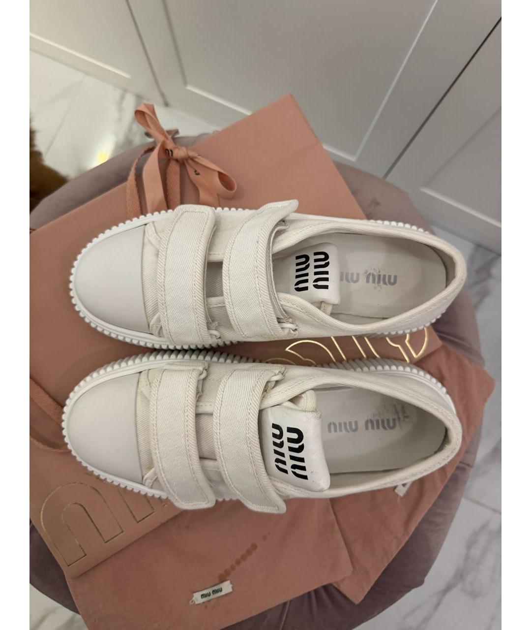 MIU MIU Белые текстильные кеды, фото 3