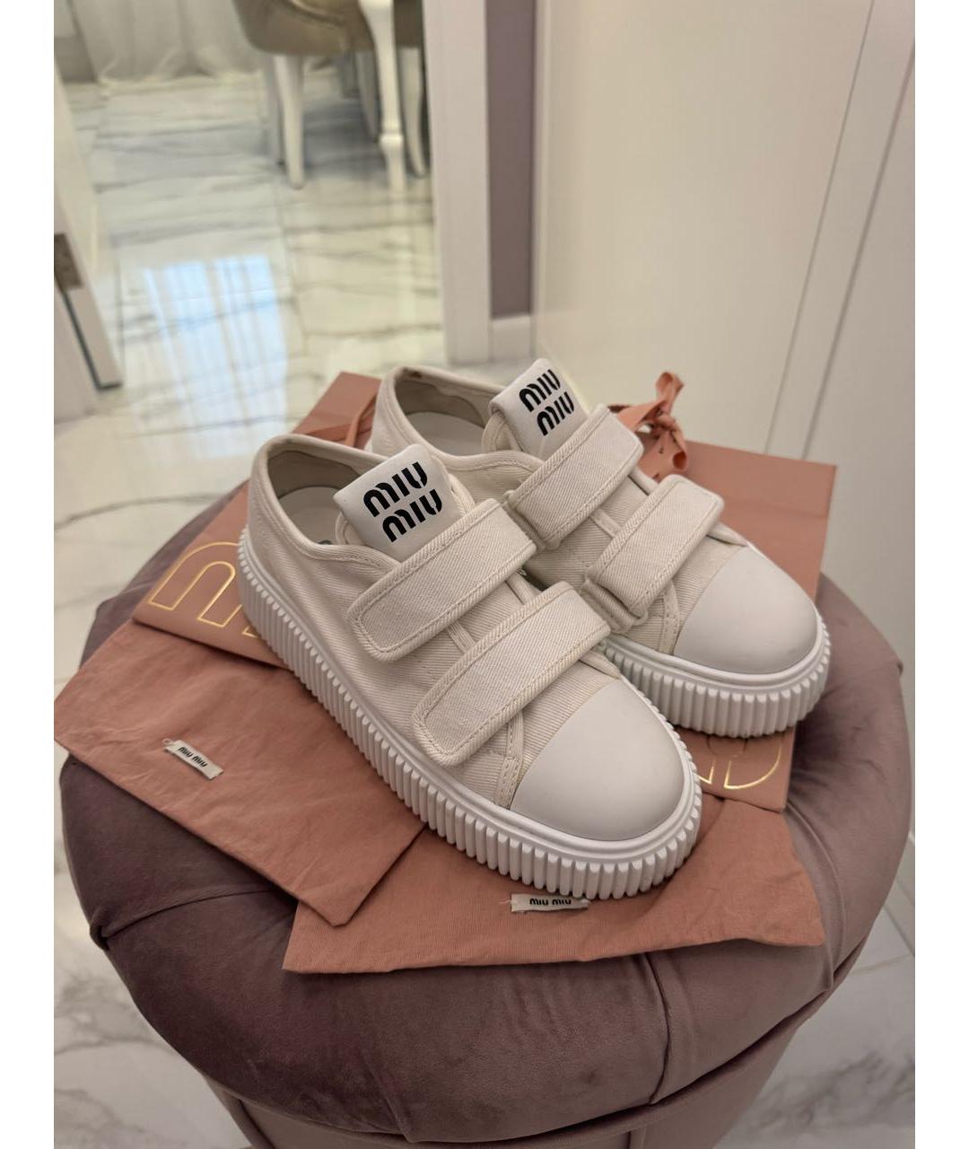 MIU MIU Белые текстильные кеды, фото 2