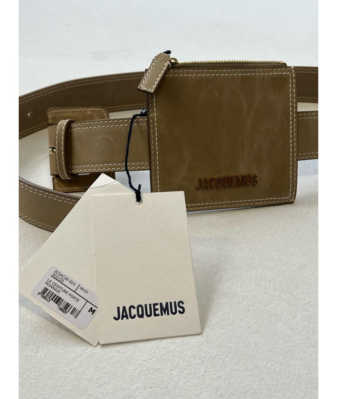 JACQUEMUS Бежевый кожаный ремень, фото 3