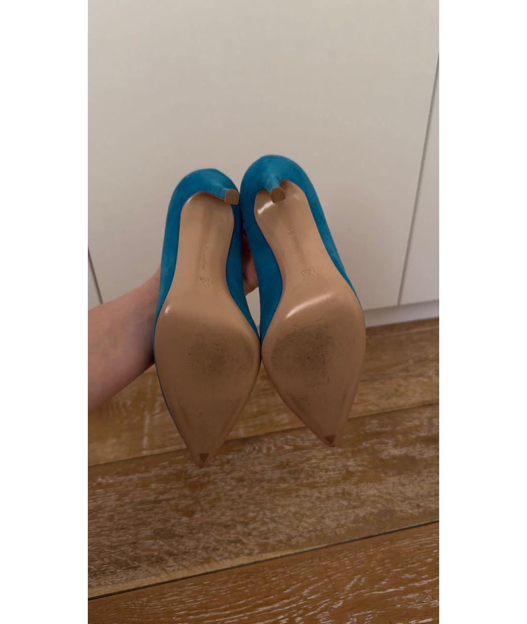 GIANVITO ROSSI Бирюзовые замшевые туфли, фото 8