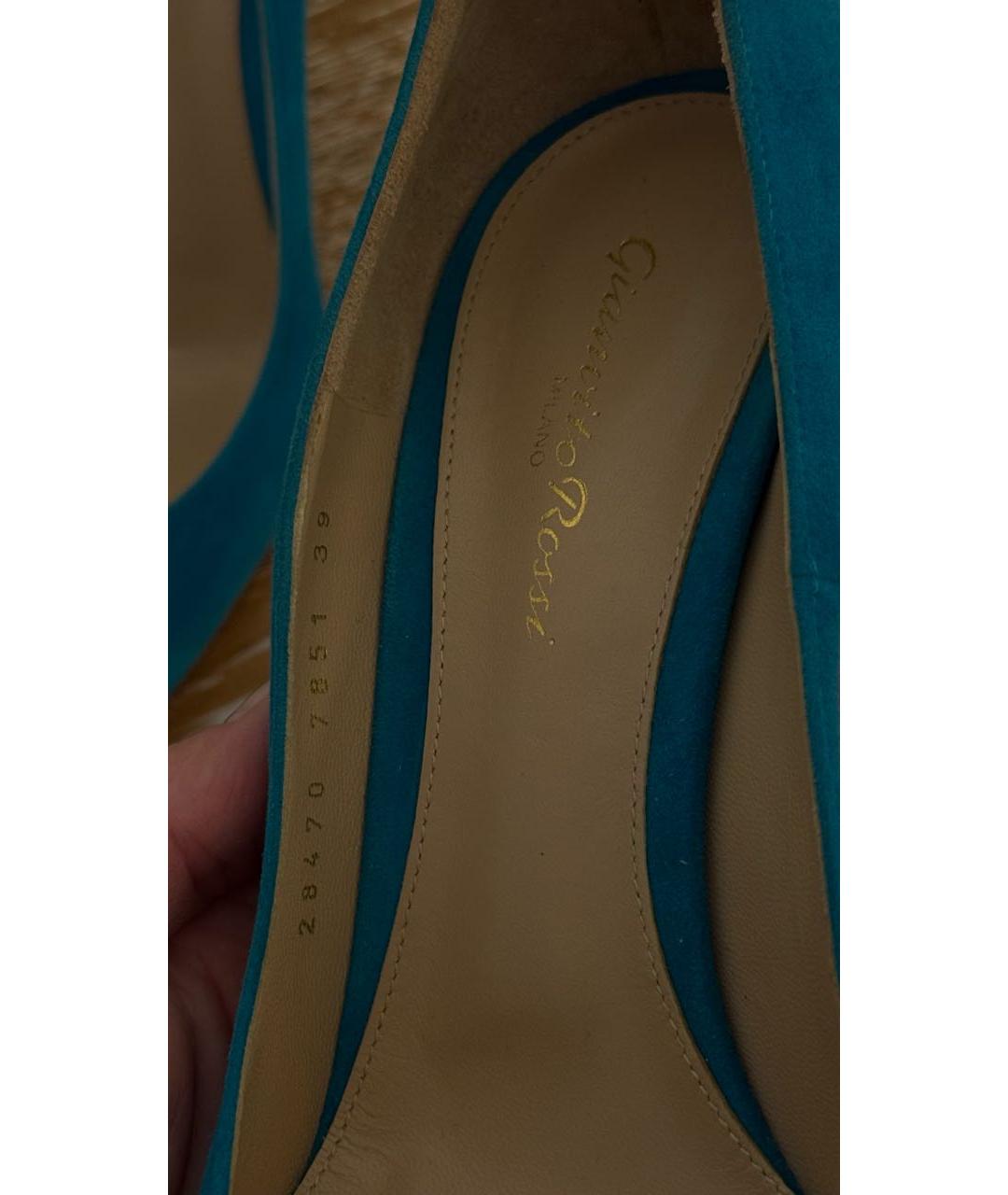 GIANVITO ROSSI Бирюзовые замшевые туфли, фото 7