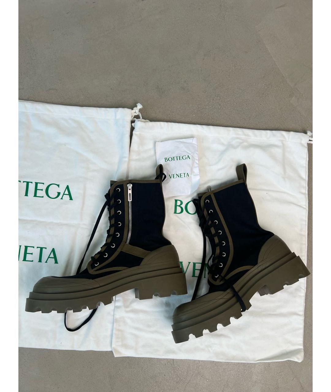 BOTTEGA VENETA Зеленые текстильные высокие ботинки, фото 5