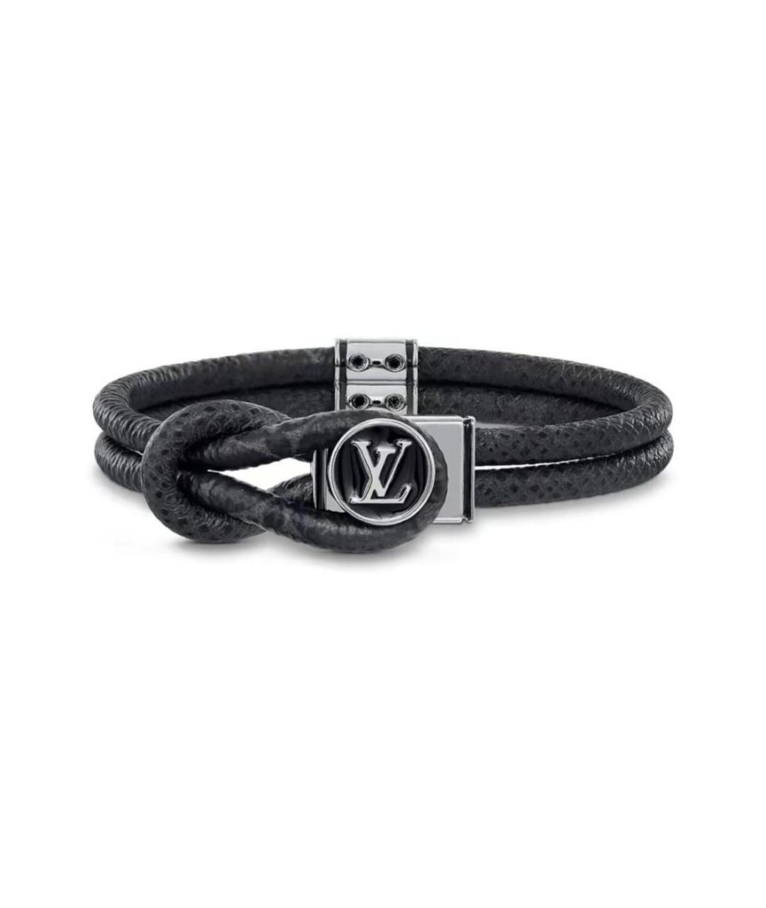 LOUIS VUITTON Черный кожаный браслет, фото 2