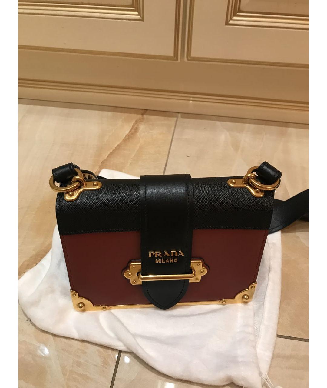 PRADA Бордовая кожаная сумка через плечо, фото 4