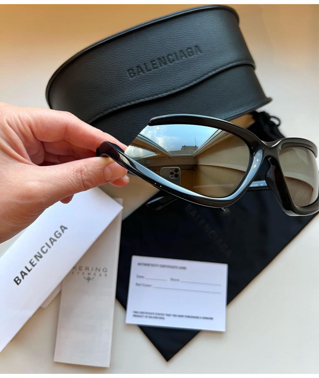 BALENCIAGA Черные пластиковые солнцезащитные очки, фото 3