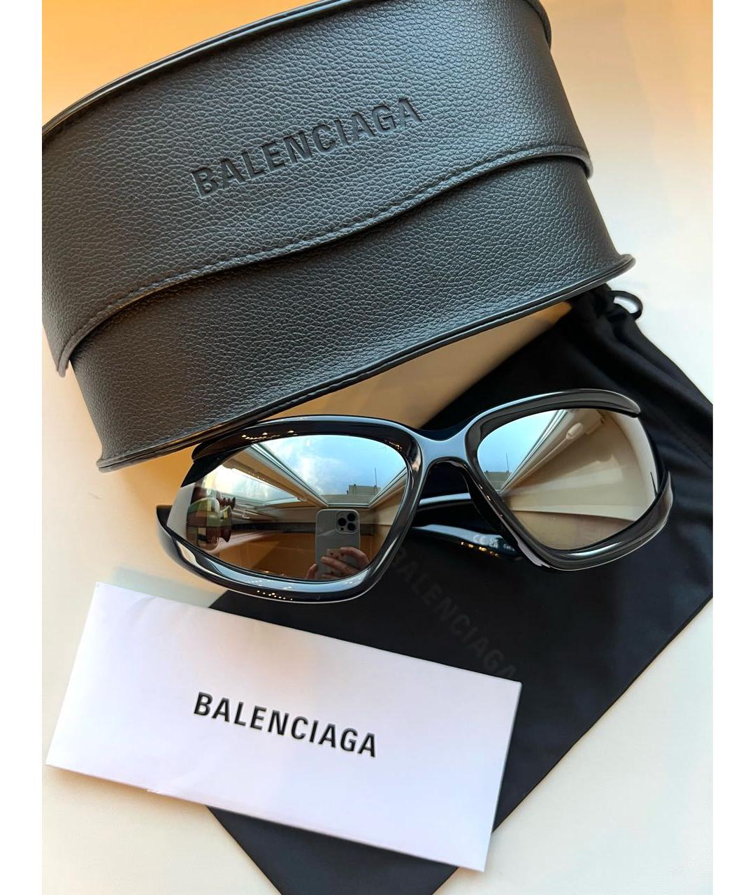 BALENCIAGA Черные пластиковые солнцезащитные очки, фото 7