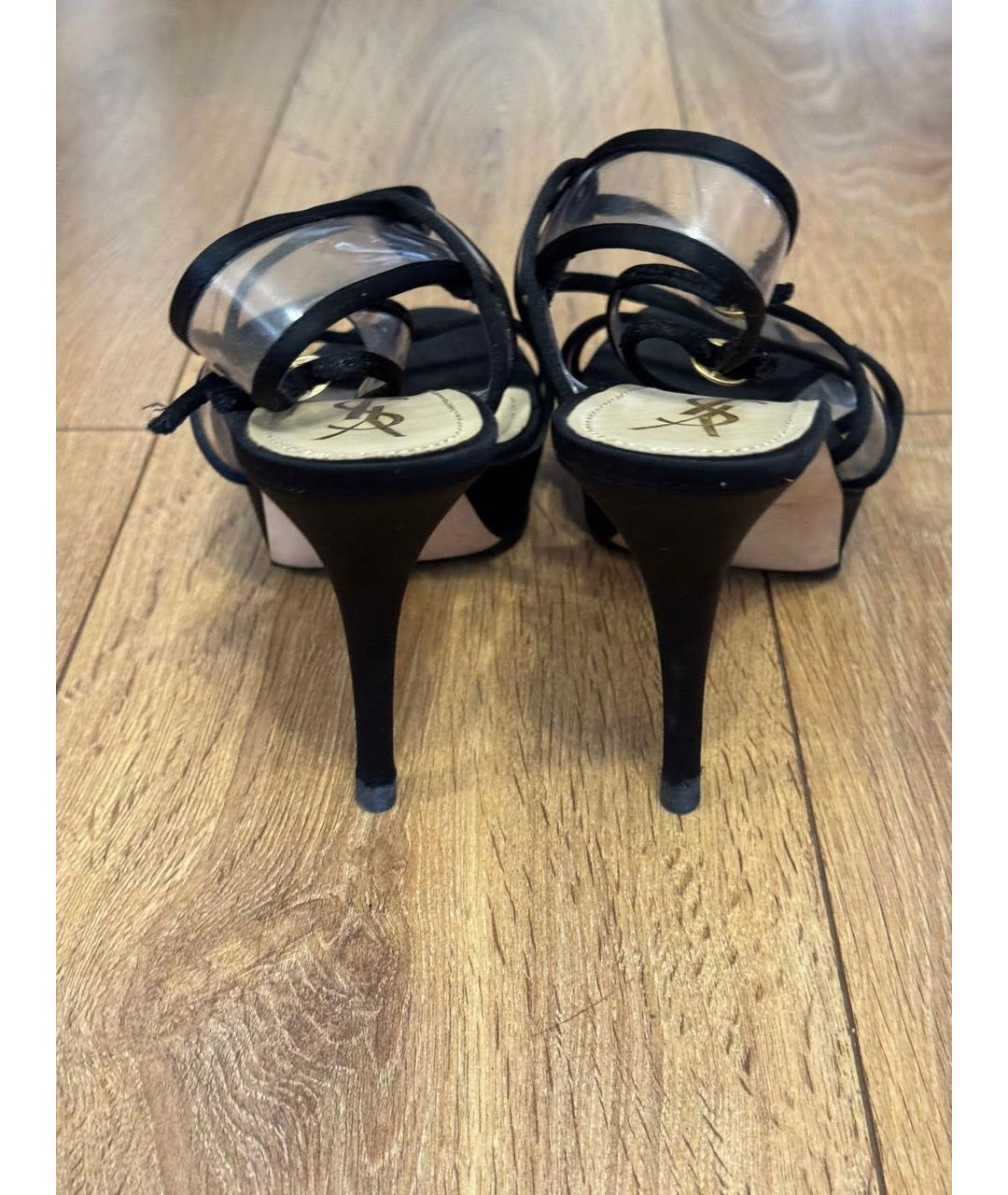 SAINT LAURENT Черные текстильные босоножки, фото 3