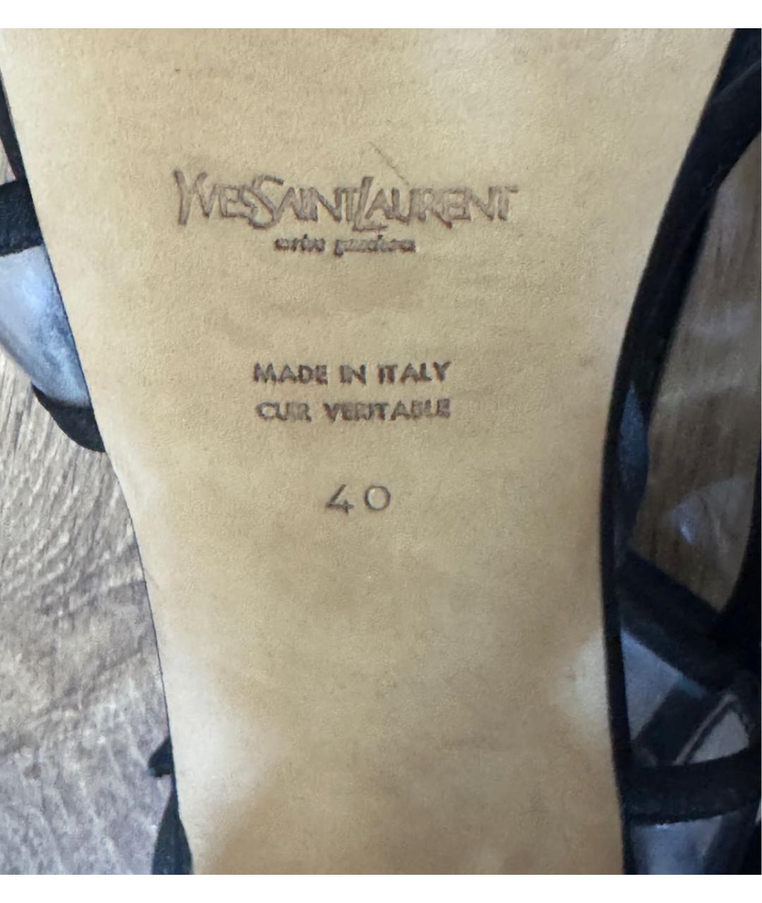 SAINT LAURENT Черные текстильные босоножки, фото 6