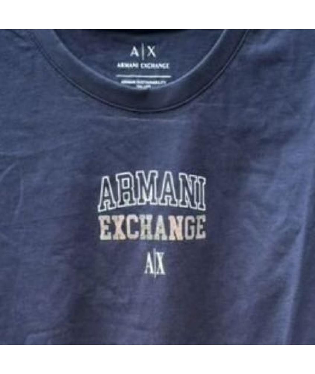 ARMANI EXCHANGE Темно-синяя хлопковая футболка, фото 4