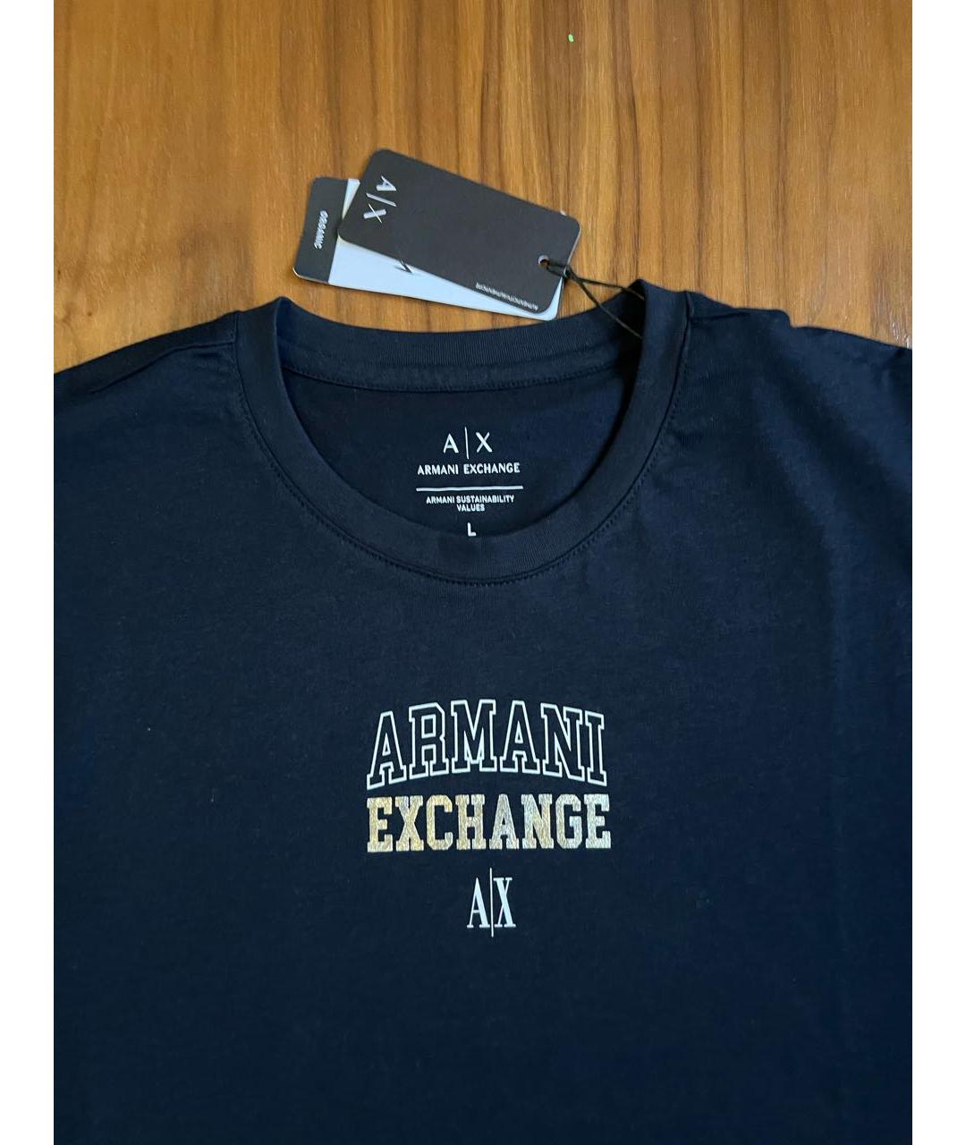 ARMANI EXCHANGE Темно-синяя хлопковая футболка, фото 4