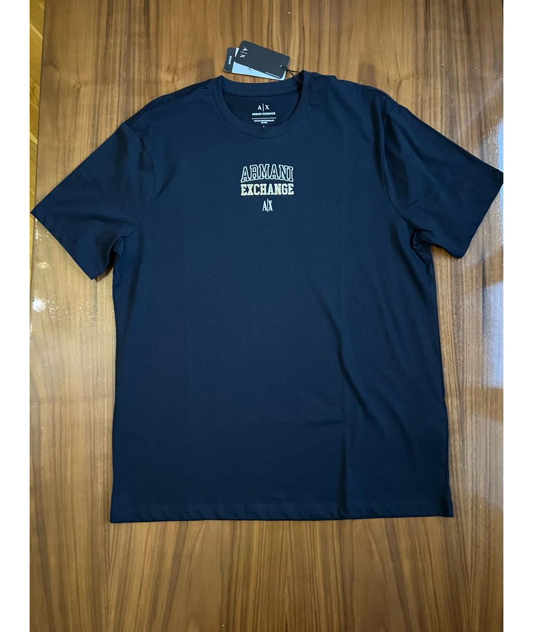 ARMANI EXCHANGE Темно-синяя хлопковая футболка, фото 2