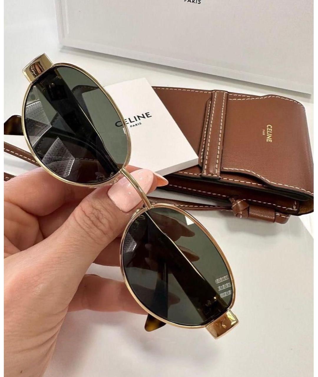 CELINE Золотые металлические солнцезащитные очки, фото 4