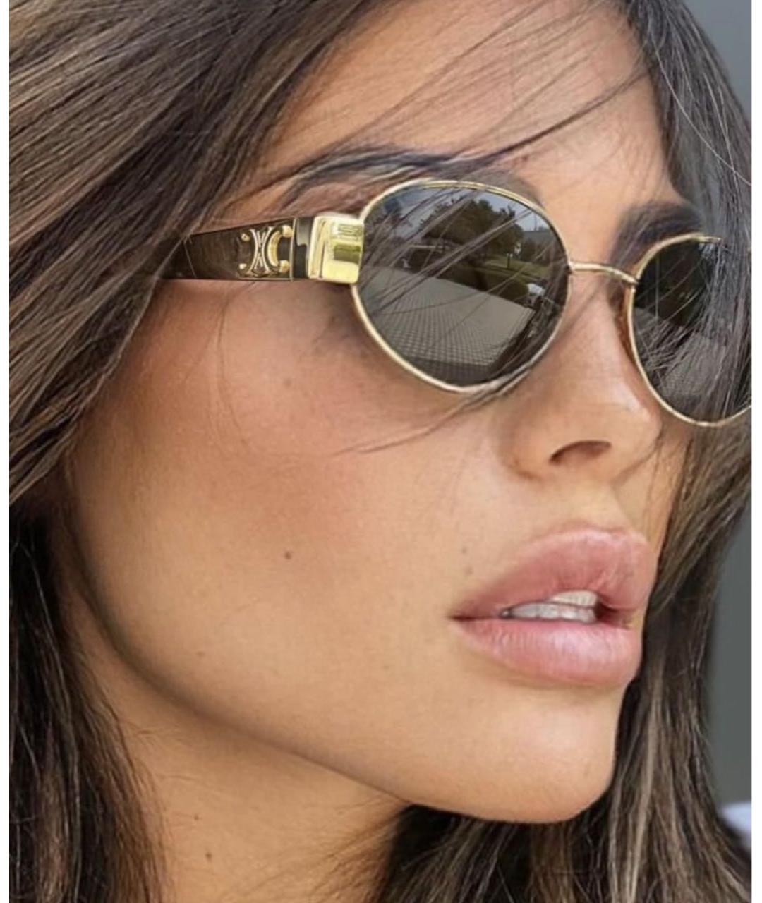 CELINE Золотые металлические солнцезащитные очки, фото 3
