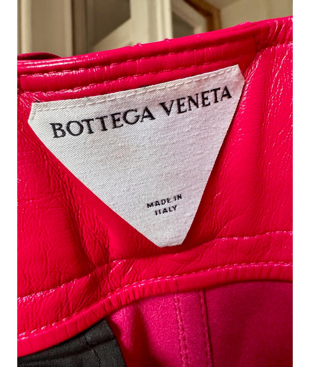 BOTTEGA VENETA Красные кожаные прямые брюки, фото 7