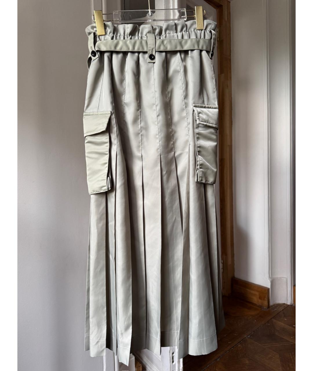 SACAI Серая хлопковая юбка макси, фото 2