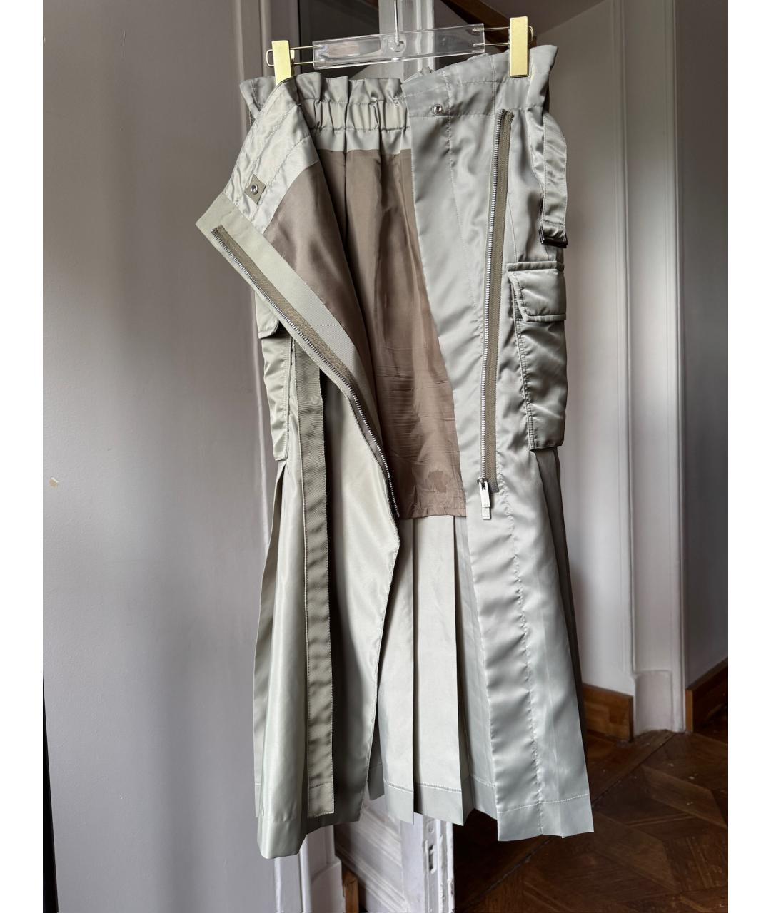 SACAI Серая хлопковая юбка макси, фото 5