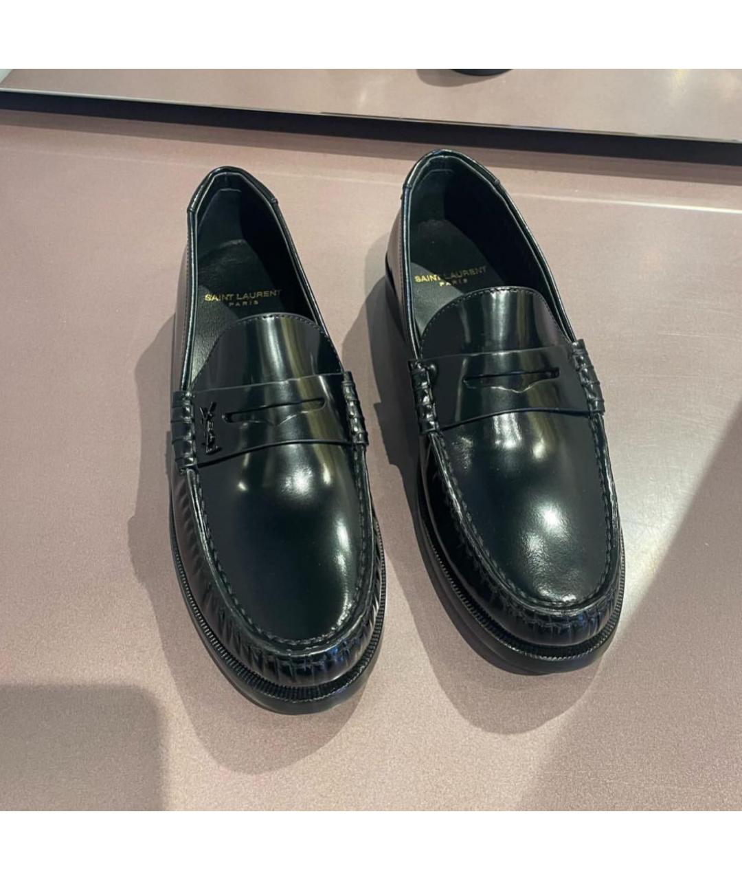 SAINT LAURENT Черные лоферы из лакированной кожи, фото 4