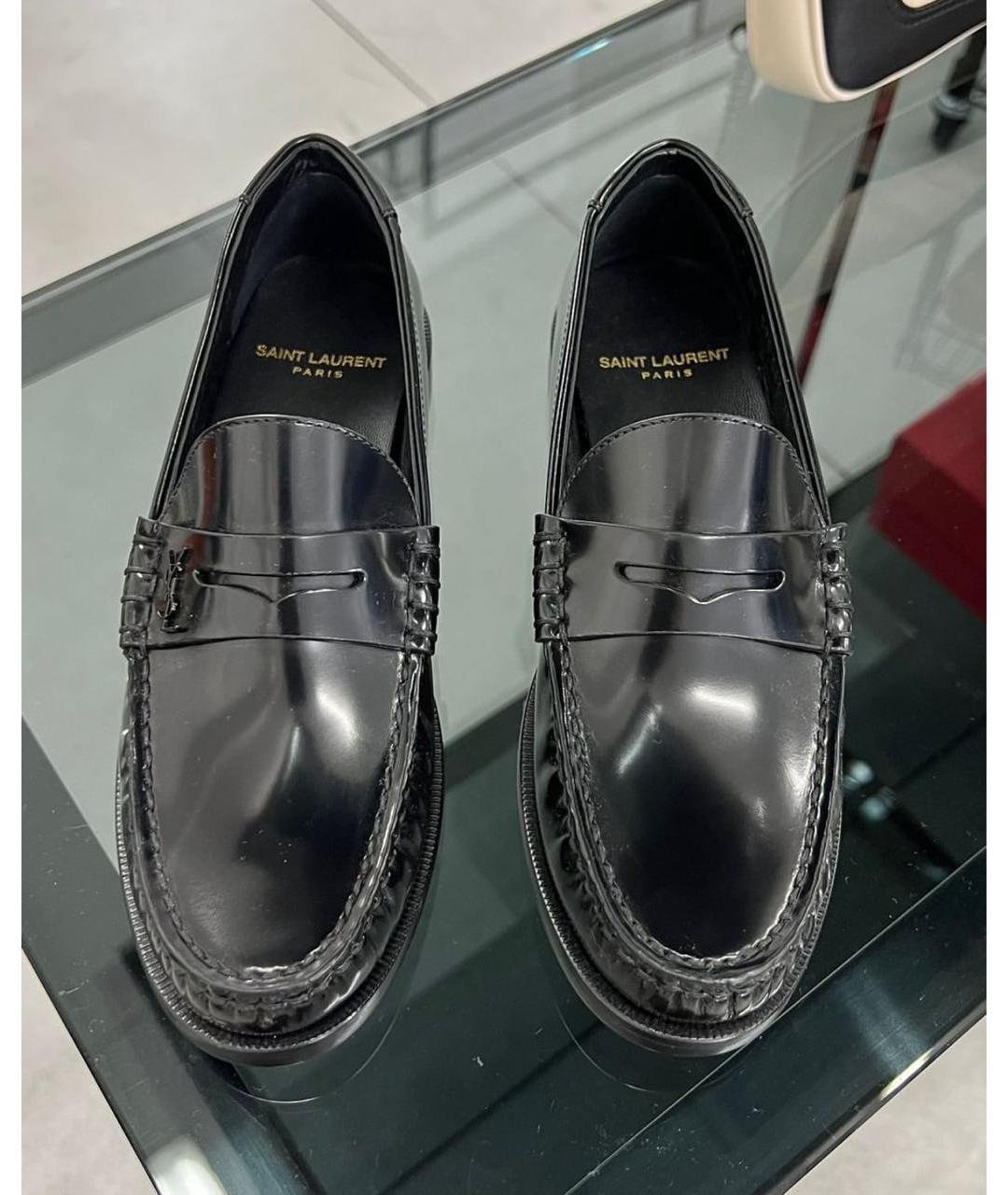 SAINT LAURENT Черные лоферы из лакированной кожи, фото 2