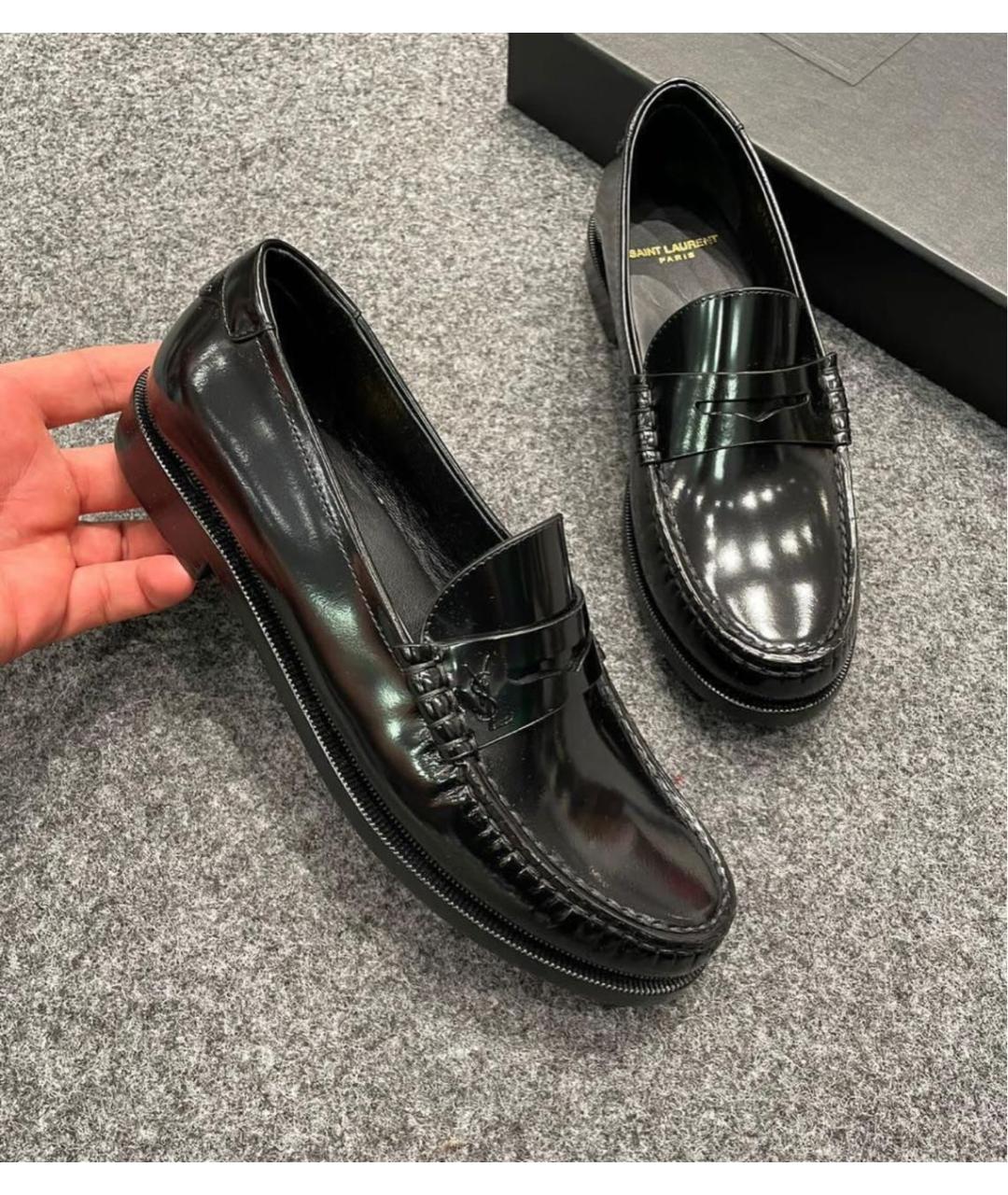 SAINT LAURENT Черные лоферы из лакированной кожи, фото 5