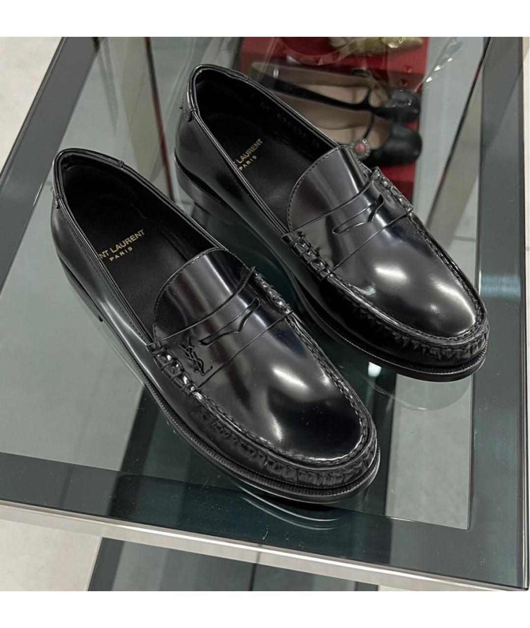 SAINT LAURENT Черные лоферы из лакированной кожи, фото 3
