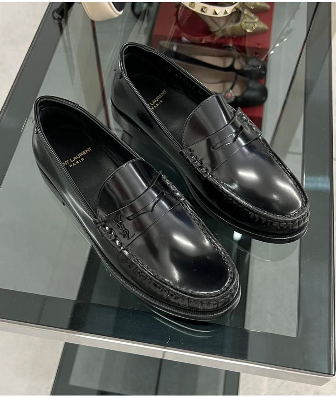 SAINT LAURENT Черные лоферы из лакированной кожи, фото 3