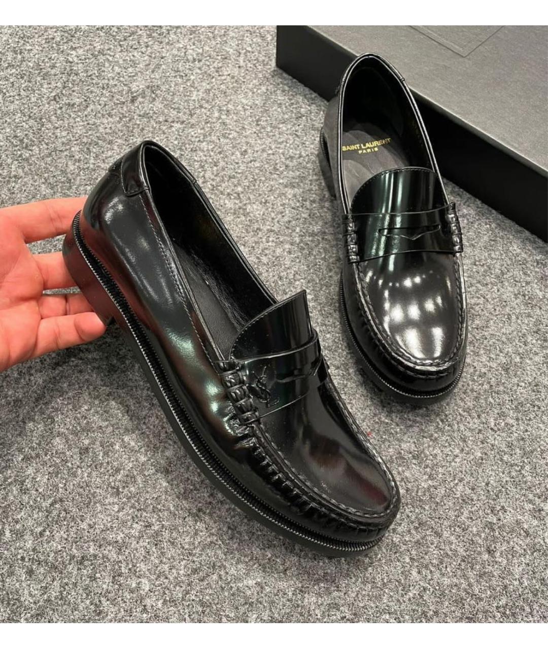 SAINT LAURENT Черные лоферы из лакированной кожи, фото 5