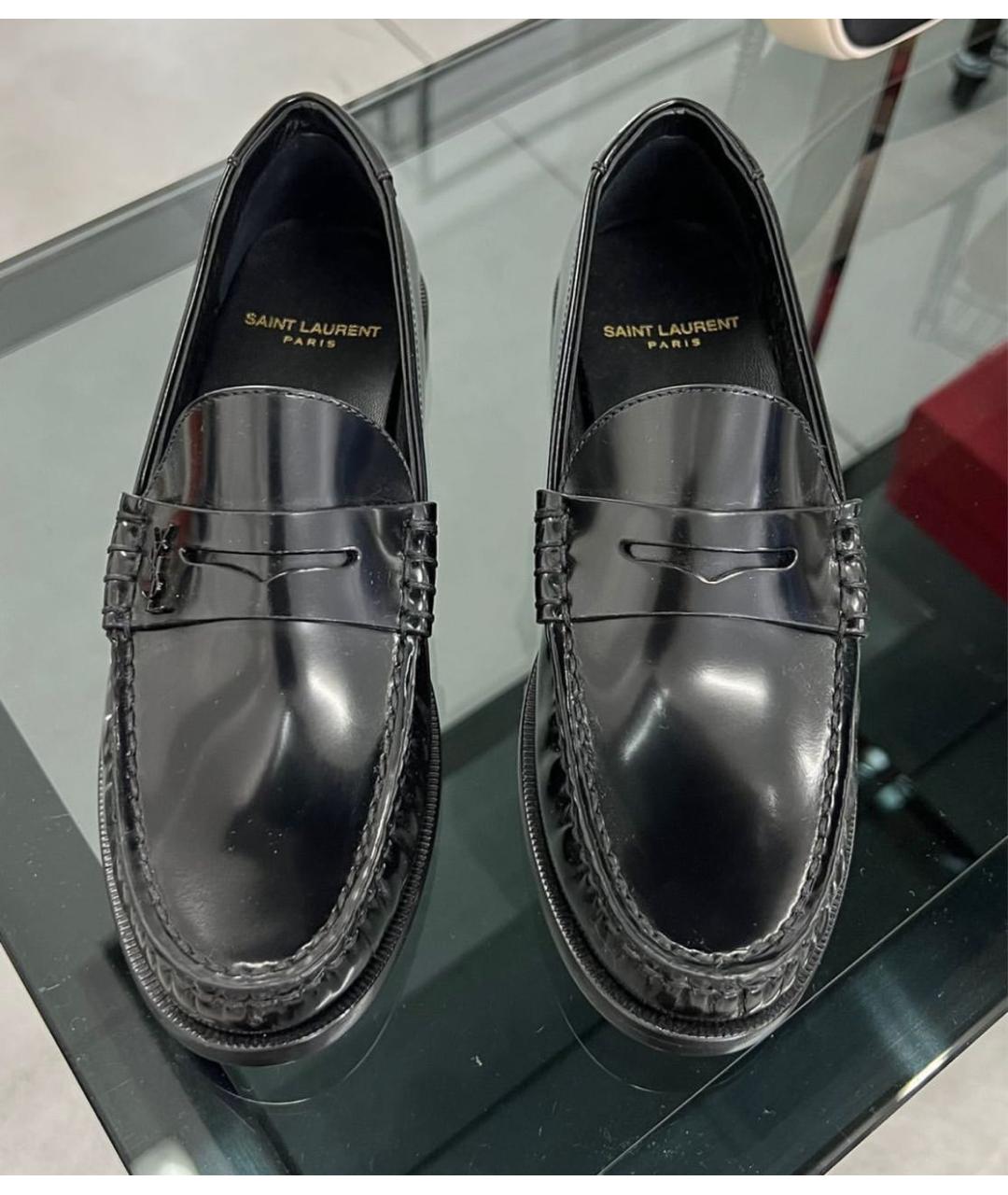 SAINT LAURENT Черные лоферы из лакированной кожи, фото 4