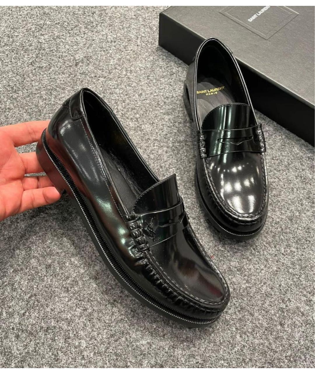SAINT LAURENT Черные лоферы из лакированной кожи, фото 2