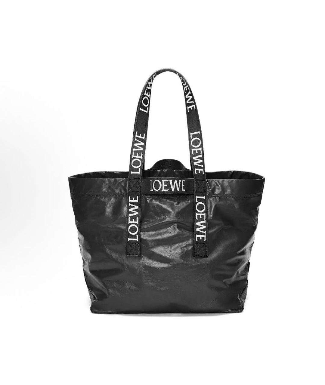 LOEWE Черная сумка тоут из лакированной кожи, фото 5