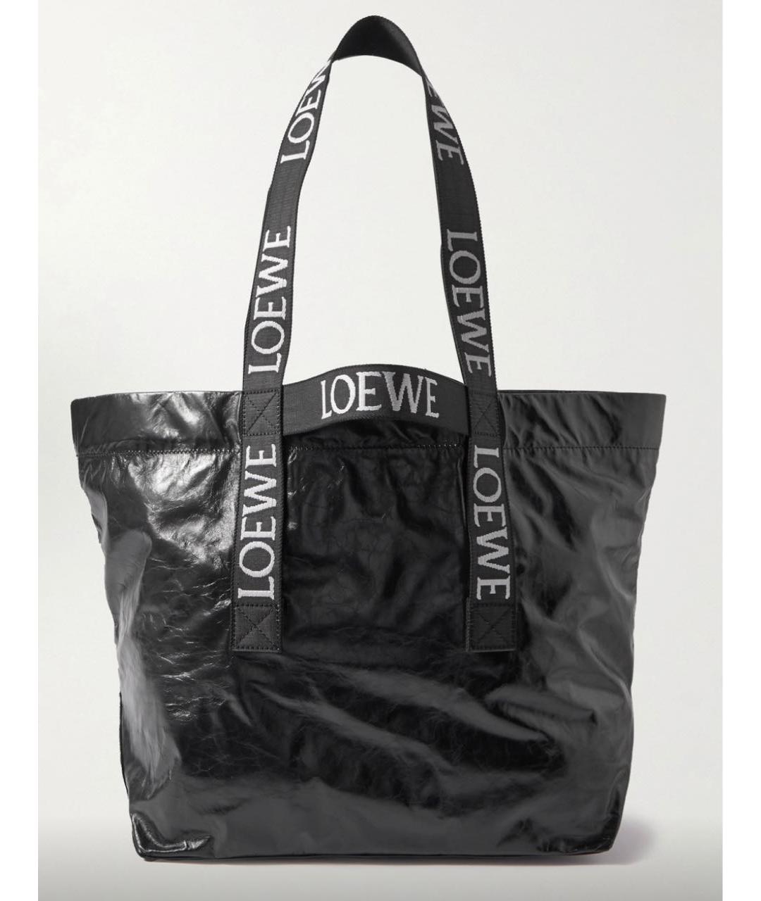 LOEWE Черная сумка тоут из лакированной кожи, фото 2