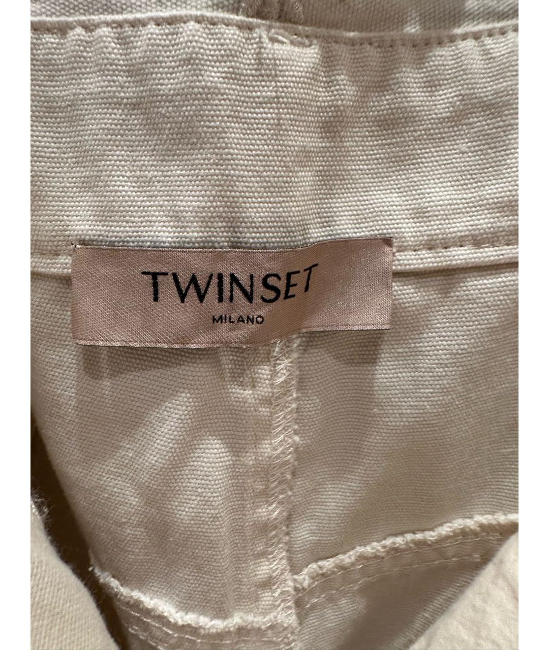 TWIN-SET Бежевые хлопковые прямые джинсы, фото 3