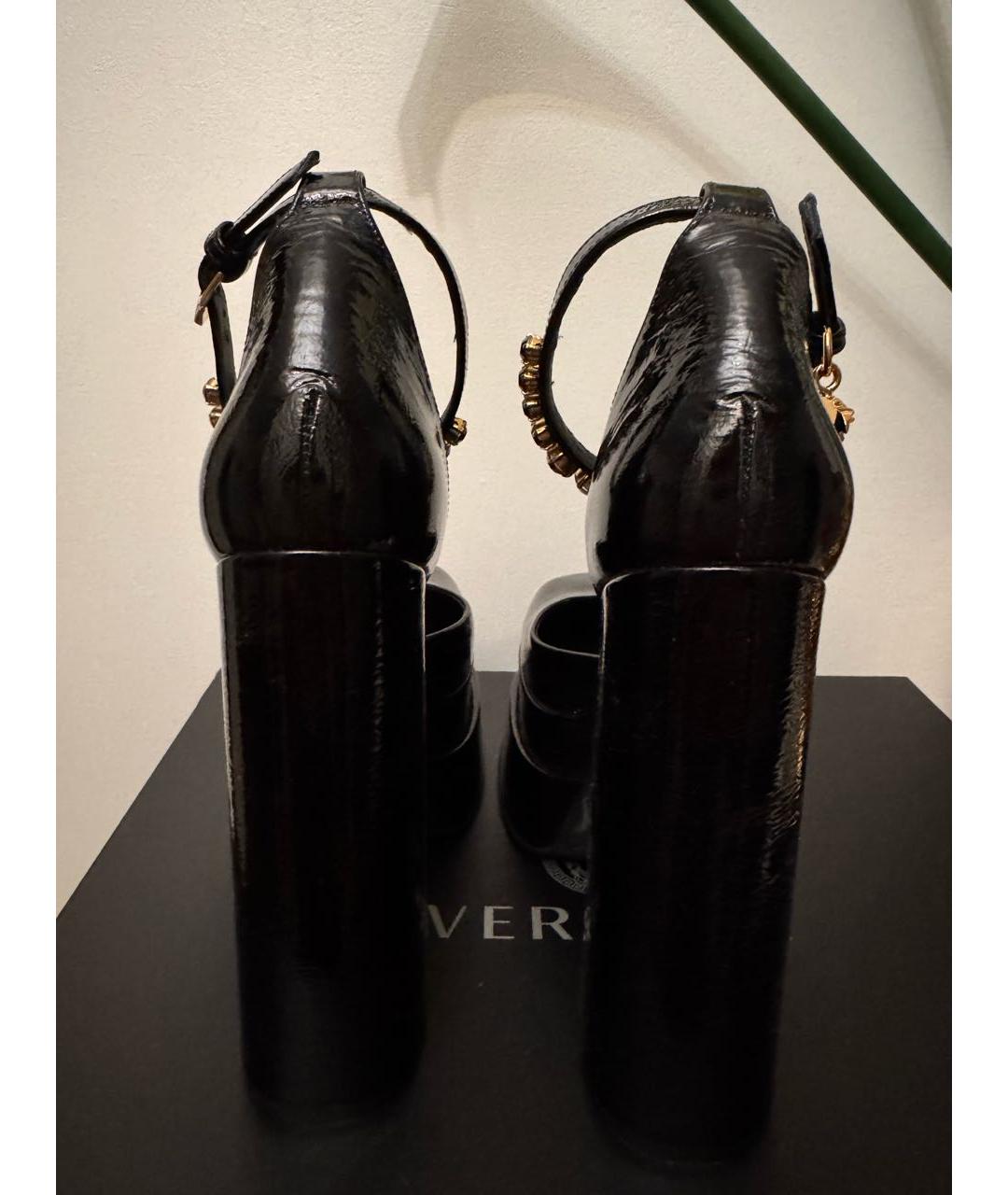 VERSACE Черные кожаные туфли, фото 4