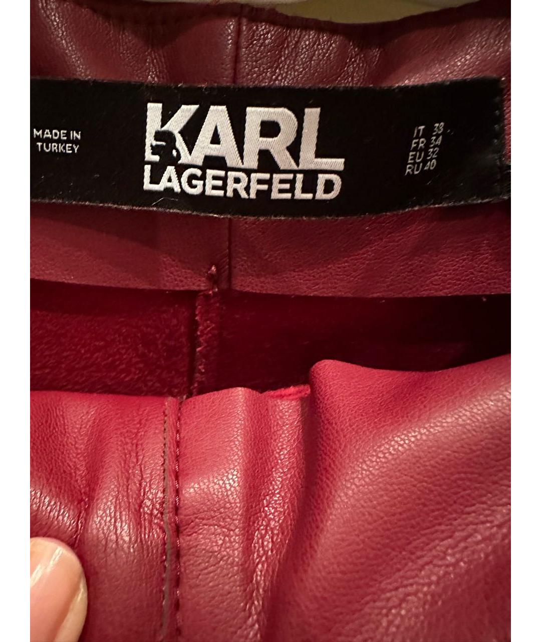 KARL LAGERFELD Бордовые полиэстеровые прямые брюки, фото 3