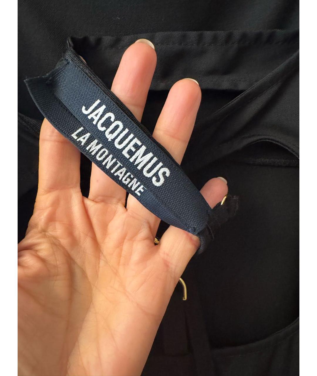 JACQUEMUS Черное шерстяное коктейльное платье, фото 6