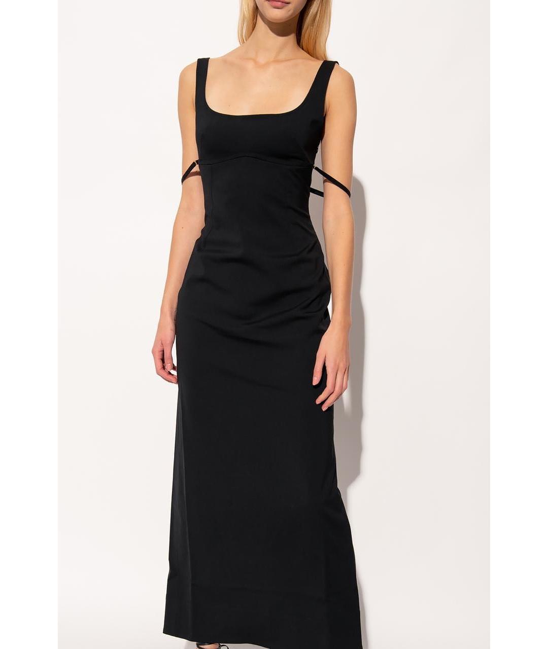 JACQUEMUS Черное шерстяное коктейльное платье, фото 3