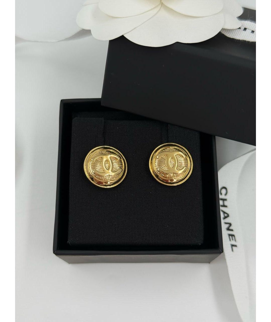 CHANEL Золотые металлические серьги, фото 4