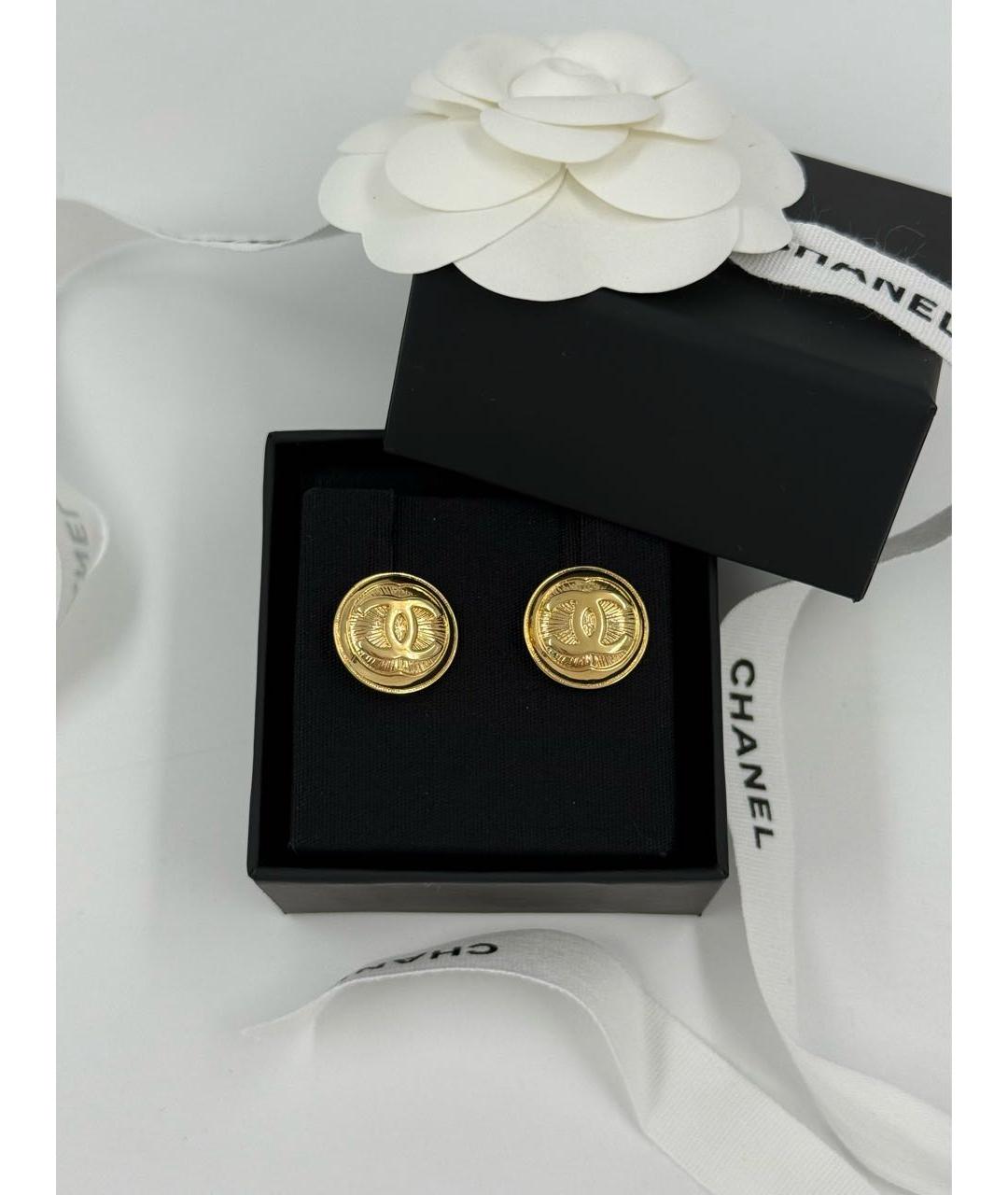 CHANEL Золотые металлические серьги, фото 5