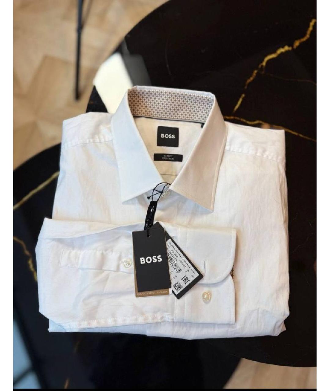 HUGO BOSS Белая хлопковая классическая рубашка, фото 3