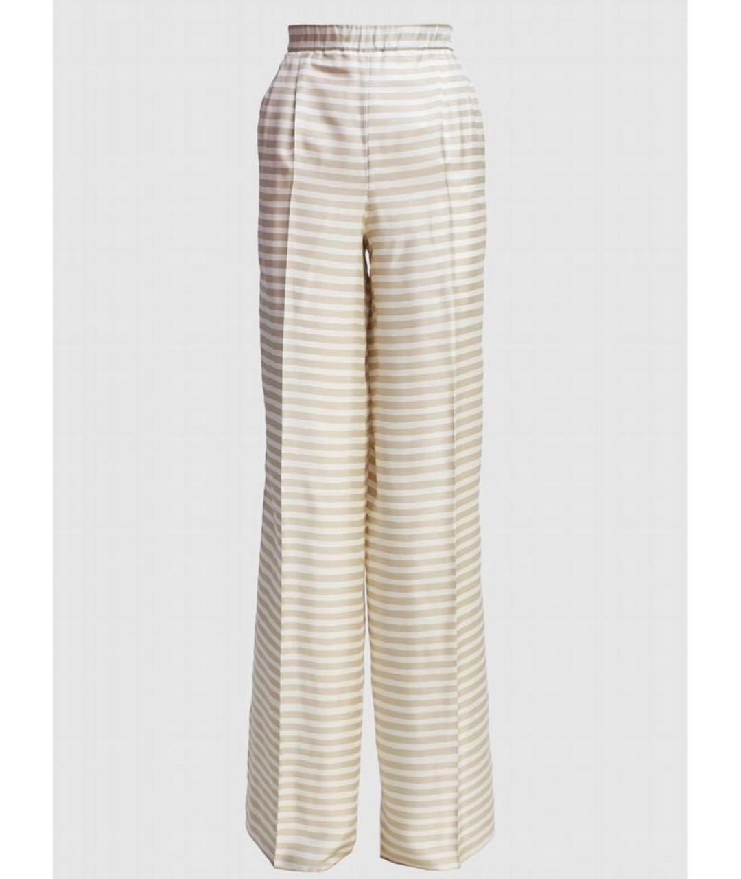 MAX MARA Бежевые шелковые брюки широкие, фото 7